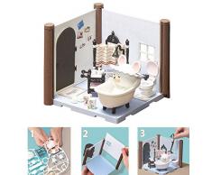 Bandai - Haco Room - Kit salle de bains de David - 72 pièces à assembler - Poupée David, pièce de maison et nombreux accessoires - mini-univers - jeu de construction - 35452
