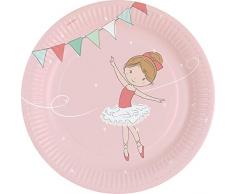 amscan 9903945 Lot de 8 Assiettes en Papier Little Dancer Multicolore
