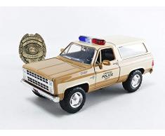 Jada Toys- Stranger Things coche Chevy K5 Blazer Metal 1980 Con placa 1:24 Voiture Miniature de Collection, 253255003-31111GD, Divers