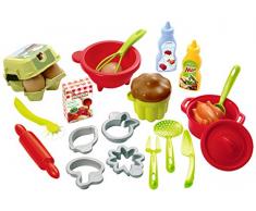 Jouets Ecoiffier – 2617 - Coffret Cuisine pour enfants 100 % Chef 3 étoiles – Aliments et ustensiles de cuisine - 26 pièces – Dès 18 mois – Fabriqué en France