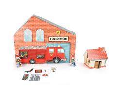 Tektorado- Maison de Poupée Caserne de Pompiers en Carton, 10763