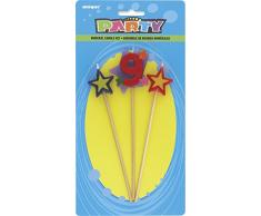 Unique Party - 34049 - Lot de 3 Bougies dAnniversaire de Numéro 9 - Étoilées