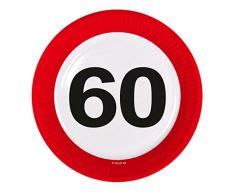 Creative Traffic Sign Fête danniversaire Assiettes 23 cm (Lot de 8) – 60e Anniversaire