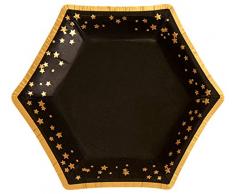 Neviti- Glitz and Glamour Assiettes en carton, 773338, Noir/Or, petit