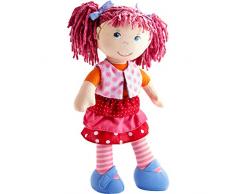 HABA 302842 - Poupée Lilli-Lou avec cheveux roses en nattes, yeux bleus et visage brodé pour les 18 mois et plus