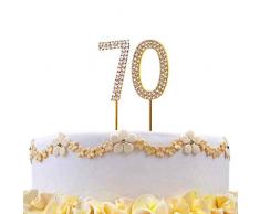 Gifts SHATCHI-823 Décoration de gâteau en or avec diamant pour anniversaire de mariage