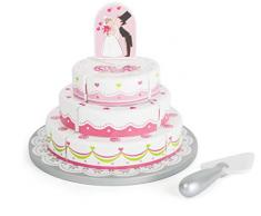 Small Foot Mariage Bois, avec du Velcro pour découper et réassembler, Pelle de Tarte, Plateau et Couple Nuptiale enfichable Inclus, favorise la motricité. Jouets, 11185, Multicolore