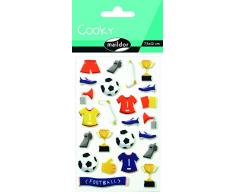 Maildor CY066O - Un sachet de gommettes 3D Cooky 1 planche 7,5x12cm, Football (24 stickers)