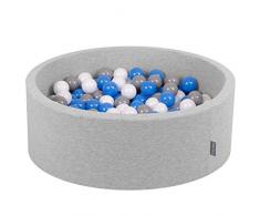 KiddyMoon 90X30cm/200 Balles ∅ 7Cm Piscine À Balles pour Bébé Rond Fabriqué en UE, Gris Clair: Gris-Blanc-Bleu