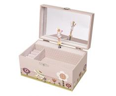 TROUSSELIER - Fée au Jardin - Boîte à Bijoux Musicale - Idéal Cadeau Jeune Fille - Musique La Belle au Bois Dormant - Colori Rose Poudré