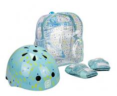 Funbee- Mochila+Casco Bol + protecciones Azul Protections Enfant, OFUN006-G, Bleu