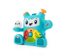 Fisher-Price Mon Ami Rocki robot interactif jouet sons et lumières pour apprendre à bébé les lettres et les formes, 6 mois et plus, version française, FXD01