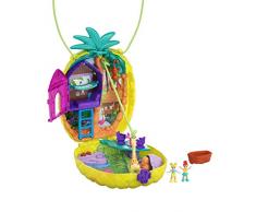 Polly Pocket Coffret Sac à Surprises Ananas avec mini-figurines Polly et Lila, accessoires et autocollants, jouet enfant, édition 2020, GKJ64