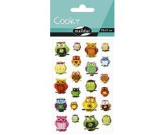 Maildor 560407C - Un sachet de gommettes 3D Cooky 1 planche 7,5x12cm, Hiboux (22 stickers)