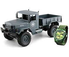 Amewi 22327 U.S. Militaire Truck 4 WD 1 : 16 RTR avec Horloge Enfant véhicule, Gris