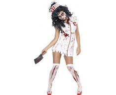 Smiffys Déguisement Femme Infirmière Zombie, Robe, Masque et Bandeau, National Horror Service, Halloween, Taille 3638, 34132