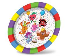 Gifts 4 All Occasions Limited SHATCHI-1020 Lot de 8 assiettes de fête Motif monstre Moshi Multicolore