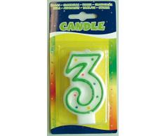Folat Bougie Chiffre 3 pour décoration danniversaire