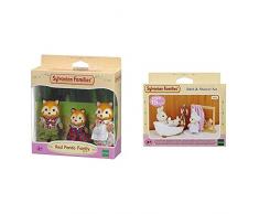 SYLVANIAN FAMILIES - 5215 - Panda Roux - Mini-Poupée & 5022 - Ensemble Baignoire et Douche - Mini-Poupée