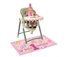 Unique Party 23907-Kit de Décoration de Chaise Haute 1er Anniversaire, 23907, Rose