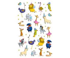 Maildor AE145C - Un sachet de gommettes Puffy 1 planche 10,5x16cm, Zoo en fête (37 stickers)