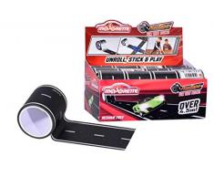 Majorette 212058195 Playtape, Road Tape, Film de Rue, Adhésif pour Enfant, Toy Voitures de Course, Autocollant, Route, Noir/Blanc