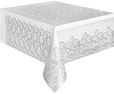 Unique Party - 5075 - Nappe en Plastique - 2,74 x 1,37 m - Dentelée Blanc