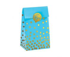 amscan Blue Foil poinçonné Sacs avec Autocollant