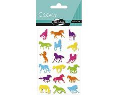 Maildor 560353C - Un sachet de gommettes 3D Cooky 1 planche 7,5x12cm, Chevaux (18 stickers)