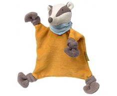 Sigikid, Filles et Garçons, Doudou Plat Blaireau Kasimir, Green Collection, Jouets pour bébés, Recommandé dès la Naissance, Orange/Gris, 39173