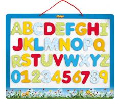 Lena 65821 Tableau magnétique éducatif avec 26 lettres et 10 chiffres magnétiques, 44 cm, 3 ans Multicolore - version allemande