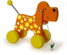 Vilac - 1861 - Jouets à tirer en Bois - Titou le chien à fleurs