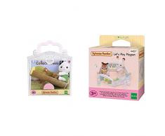 Sylvanian-Le bébé Chat et balançoire Double Families Mini-poupées et Accessoires, 5205, Multicolore & 4457 - Poupée et Mini-poupée - Parc à Jouets pour Bébé