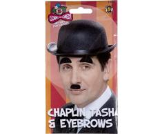 Smiffys 1905 Déguisement Homme Moustache et Sourcils de Chaplin Autocollant, Noir, Taille Unique