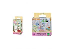 Sylvanian Families - 5021 - Set Réfrigérateur - Mini-Poupée & Baby High Chair Families Chaise Haute pour Bébé, 5221, Pas de Variations