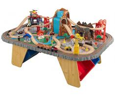 KidKraft 17498 Waterfall Junction Ensemble classique chemin de fer & table en bois pour enfant Kit de 112 accessoires inclus
