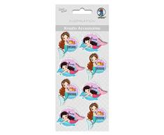 Ursus 564000354F Lot de 8 Accessoires de création pour sirène Autocollants pour décorer Cartes, Albums Photo et Cadeaux Ainsi Que pour Les projets de Scrapbooking Motif Mermaid Multicolore
