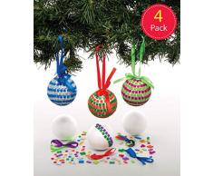 Baker Ross Kits de Boules de Noël mosaïques (Paquet de 4) - Loisirs créatifs de Noël pour Enfants