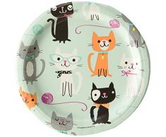 Creative Convertting 8C328595 Assiette Motif chat Multicolore 18 cm