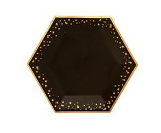 Neviti- Glitz and Glamour Assiettes en carton, 773161, Noir/Or, grand