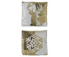 Edelman 8718861654639 Coussin avec Paillettes réversibles à thème Noël 2ass Article Da, Multicolore