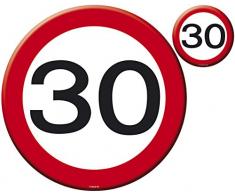 Creative Set de Table et Dessous de Verre pour fête de 30e Anniversaire Motif Panneau de signalisation