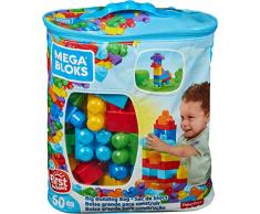 Mega Bloks Sac Bleu, jeu de blocs de construction, 60 pièces, jouet pour bébé et enfant de 1 à 5 ans, DCH55