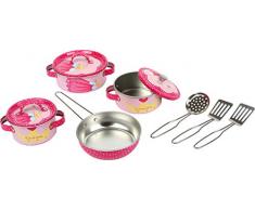Small foot 8970 Batterie de cuisine Josephine en métal rose, accessoires pour la cuisine des enfants, 10 pces, à partir de 3 ans