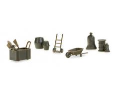 Herpa 745840 – Véhicule Military : Accessoires pour brouette, Diable, fûts 144 pièces