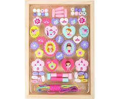 Small Foot Perles à Enfiler en Bois certifié 100% FSC avec Motifs de Princesses Jouets, 11014, Multicolore - Version Allemande