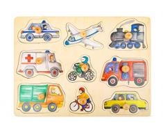 Small Foot 11503 Puzzles Ville en Bois avec Motifs détaillés des véhicules, à partir de 12 Mois Jouets, Multicolore