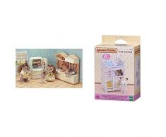 SYLVANIAN FAMILIES-La Cuisine aménagée Mini-poupées et Accessoires, 5341, Multicolore & Triple Bunk Beds Families Lits Superposés à 3 Couchettes Bébés-Poupées et Accessoires, 4448, Multicolore
