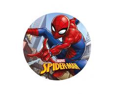 Dekora- Decoration Gateau Anniversaire Spiderman Feuille Azyme-20 cm Diametre, 114367