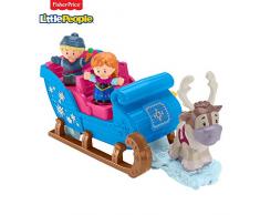 Fisher-Price Little People La Reine des Neiges Le traîneau de Kristoff avec 2 figurines et un renne, jouet pour enfant, 18 mois et plus, GGV30